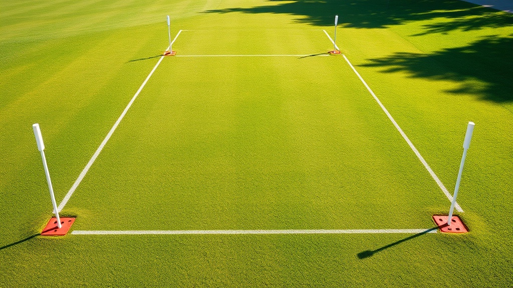 골프 코스에 빨간색 말뚝으로 표시된 워터 해저드 구역