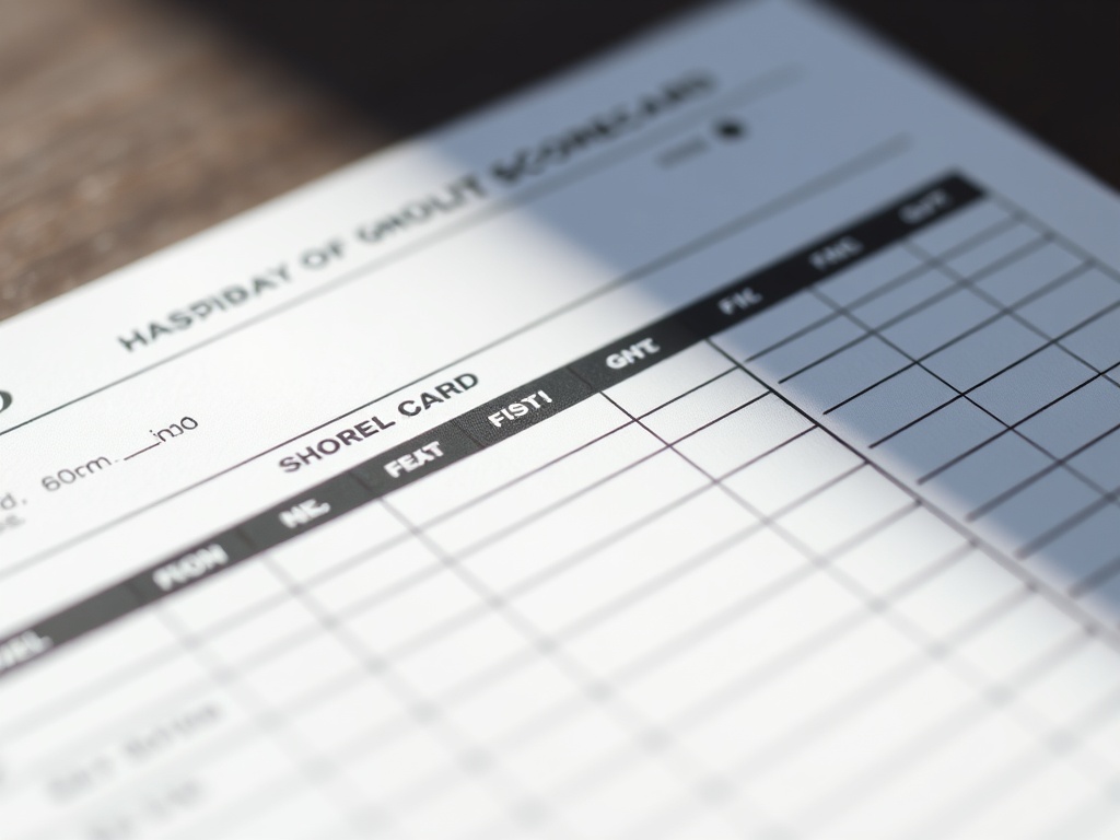 골프 스코어카드에 핸디캡 관련 수치가 기록된 모습